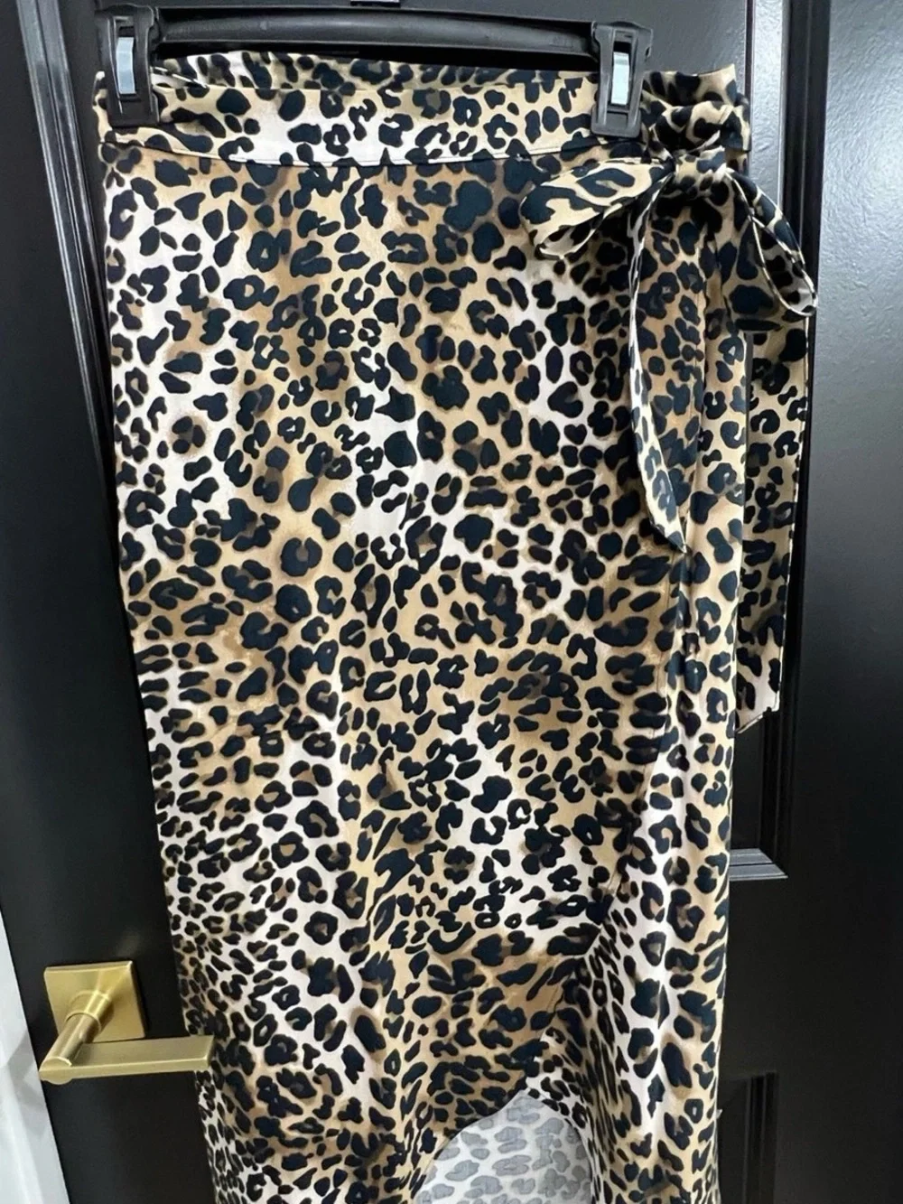 Abercrombie & Fitch Leopard Print Wrap Skirt - Black & Tan